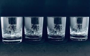 Whiskey glas 4 stk m. Vildsvin